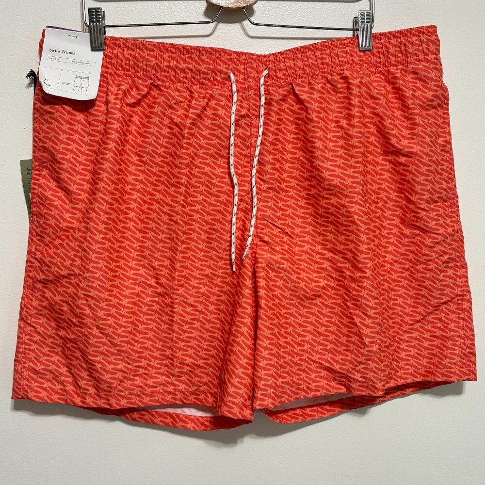 Men's Goodfellow 7" Swim Trunks Shorts Sz XL Coral/Poppy